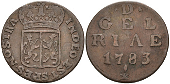 Гельдерланд (Gelderland), Нидерланды 1 дуит 1783 KM 105 медь 4525-251