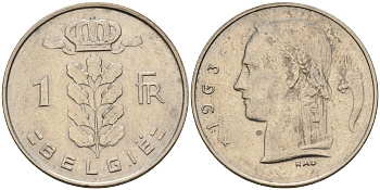 Бельгия 1 франк 1963 Belgie KM 143.1 медно-никель    4187-137