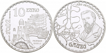 Испания 10 евро 2002 150 лет со дня рождения Антонио Гауди, Парк Гуэль KM 1084 серебро PROOF 11-011-43