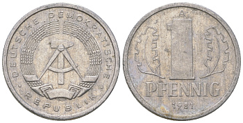 ГДР 1 пфенниг 1981 А KM 8.2 алюминий 4623-426