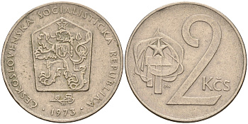 Чехословакия 2 кроны 1973 KM 75 медно-никель    4143-333