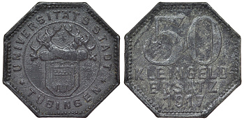 Германия, Тюбинген 50 пфеннигов 1917 Баден-Вюртемберг, нотгельд Funck 551.4b цинк 4121-317