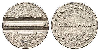 Италия жетон для игровых автоматов Dalla Pria Group диаметр 25 мм, вес 4,1 гр белый металл 4670-647