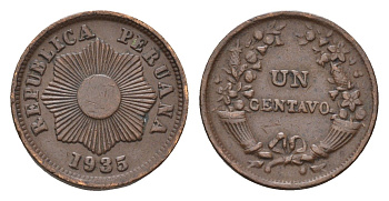 Перу 1 сентаво 1935 KM 208.2 бронза 4124-1114