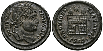 Римская Империя нуммий 326 - 327 Константин I Великий PROVIDENTIAE AVGG Сисция Good Very fine (степень редкости C3) RIC 200 бронза 00-00