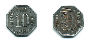 Менген 10 пфеннигов 1918  Funck 329.4, Men05 16584.4, Men18 20818.4 цинк 23-833