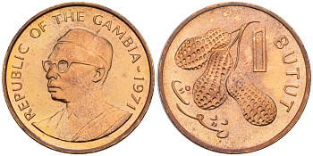 Гамбия 1 бутут 1971 KM 8 бронза PROOF 3711-434