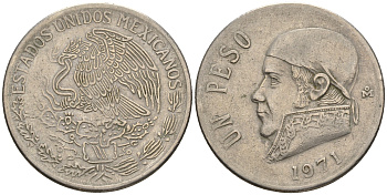 Мексика 1 песо 1971 Хосе Мария Морелос KM 460 медно-никель 87-155