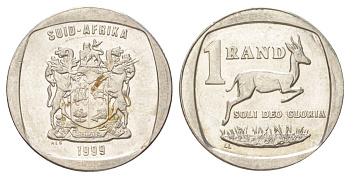 ЮАР 1 ранд 1999 KM 164 медь плакированная никелем aUNC 4627-346