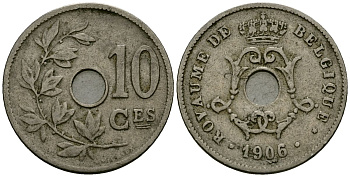 Бельгия 10 сантимов 1906 Belgique KM 52 медно-никель 4172-842