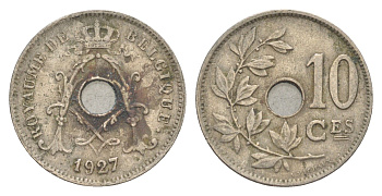 Бельгия 10 сантимов 1927 Belgique, Альберт I (1909-1934) KM 85 медно-никель 4640-1143