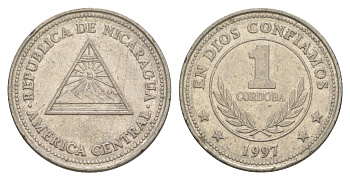 Никарагуа 1 кордоба 1997 KM 89 сталь плакированная никелем 4529-525