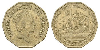 Белиз 1 доллар 1990 KM 99 никель латунь 4663-752