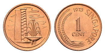 Сингапур 1 цент 1973  KM 1 бронза  UNC  M82-02