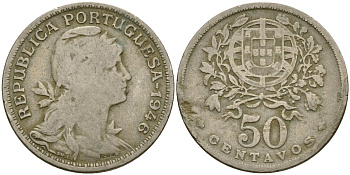 Португалия 50 сентаво 1946 KM 577 медно-никель 4132-136