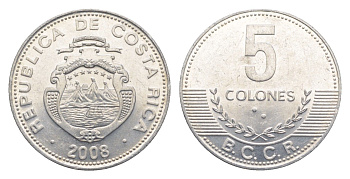 Коста-Рика 5 колонов 2008 KM 227b алюминий UNC 4644-358