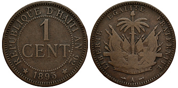 Гаити 1 сантим 1895 А KM 48 бронза 272-344