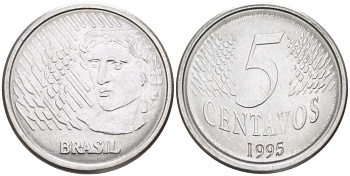БРАЗИЛИЯ 5 СЕНТАВО 1995 KM 632 нержавеющая сталь 217-922