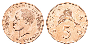 Танзания 5 центов 1984 KM 1 бронза UNC 4650-311