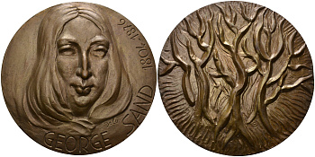 ФРАНЦИЯ МЕДАЛЬ 1976 (1804-1876) ЖОРЖ САНД, ФРАНЦУЗСКАЯ ПИСАТЕЛЬНИЦА, ДИАМЕТР 68 ММ. ВЕС 207,8 ГР. бронза 1097-2-12