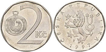 Словакия 2 кроны 1997 KM 9 сталь плакированная никелем 4152-917