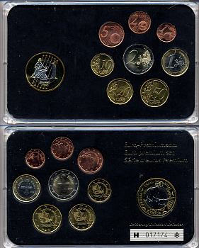 Кипр евронабор из 8 монет + 1 европробник 2003 планшет биметалл UNC 3-4-9-27