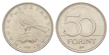 Венгрия 50 форинтов 1993 KM 697 латунь плакированная медно-никелем aUNC 92-135