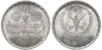 Египет 20 пиастров 1986 День воина KM 606 медно-никель 4168-515