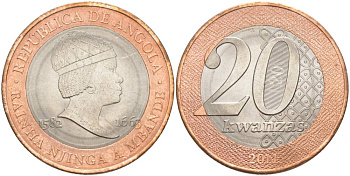 Ангола 20 кванза 2014 Королева Зинга Мбанди Нгола (1582-1663) KM 111 биметалл aUNC 69-116