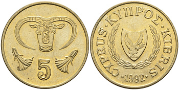 Кипр 5 центов 1992 KM 55.3 никель латунь 4141-1017
