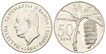 Самоа 50 сене 1996 Малиетоа Танумафили II (1962-2010) KM 17 медно-никель UNC 4583-623
