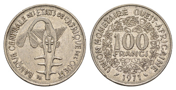 Западная Африка (BCEAO) 100 франков 1971 KM 4 никель 4656-915