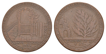 Великобритания, Сомерсет, Бат 1/2 пенни 1794 входная арка в ботанический сад, гурт гладкий, токен Dalton Hammer 26 медь 413-2525