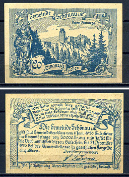 Мюлькрайс (Австрия) 20 геллеров 1920 Jaksc/Pick?JPR0966a-20 бумага aUNC 7556-38-2-1