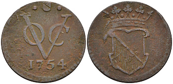 Нидерланды, Утрехт 1/2 дуит 1754   медь 4115-229