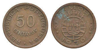 Португальский Тимор 50 сентаво 1970 KM 18 бронза 4630-1147