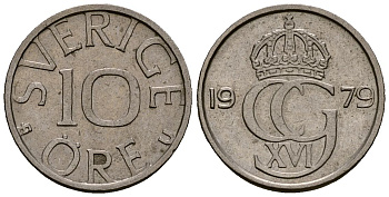 Швеция 10 эре 1979 Карл XVI Густав (1973- ) KM 850 медно-никель 4173-745