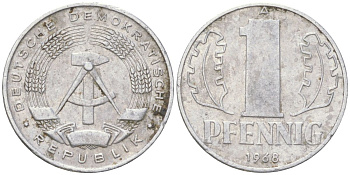 ГДР 1 пфенниг 1965 A KM 8.1 алюминий 4613-927
