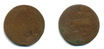 РОССИЯ 1 КОПЕЙКА 1759 медь 61-344