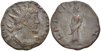 Римская Империя (императоры в Галлии) антониниан 272 - 273 Тетрик I. LAETITIA AVGG, Летиция, персонификация Радости, Колония Агриппины, Very fine RIC 88 биллон 1073-14-62