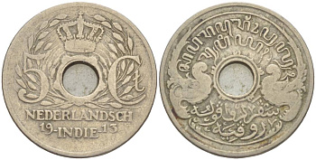 Нидерландская Восточная Индия 5 центов 1913 Вильгельмина (1890-1948) KM 313 медно-никель 219-611