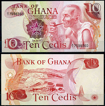 Гана 10 седи 1977 плотина Акосомбо (Вольта) Pick 16 е бумага UNC (пресс) 7487-66-2-2