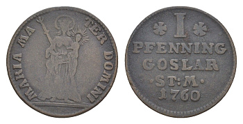 Гослар 1 пфенниг 1760 KM 121 медь 1528-531