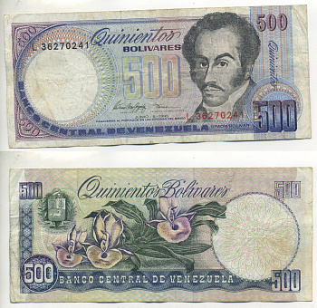 Венесуэла 500 боливаров 1995 серия L, Симон Боливар, орхидеи Pick 67е бумага 6278-20-3-1