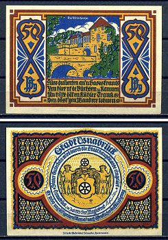 Оснабрюк 50 пфеннигов 1921 DeNG 1/2 1032.1-8/13
 бумага UNC (пресс) 7556-27-2-1