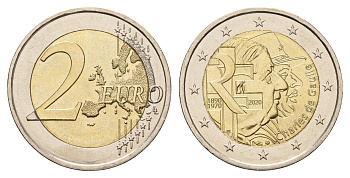 Франция 2 евро 2020 50 лет со дня смерти Шарля де Голля KM 2850 биметалл UNC 68-1121