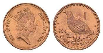 Гибралтар 1 пенни 1988 KM 20 бронза UNC 4668-459