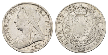 Великобритания 1/2 кроны 1900 Виктория (1837-1901) KM 782, Spink 3938 серебро 443-1534
