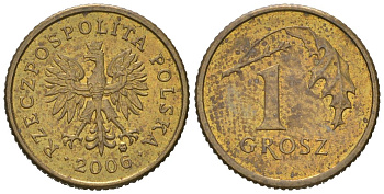 Польша 1 грош 2006 MW Y 276 марганец латунь aUNC 4618-536
