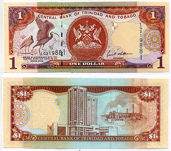 Тринидад и Тобаго 1 доллар 2006 подпись 8, номер синий, TDLR Pick 46 бумага UNC (пресс) 2197-16-1-2